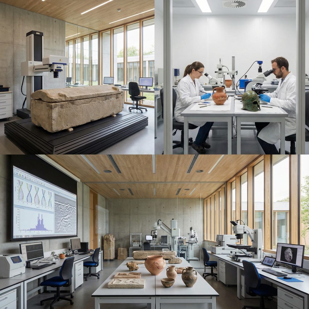 aegyptische Fundstuecke im Labor