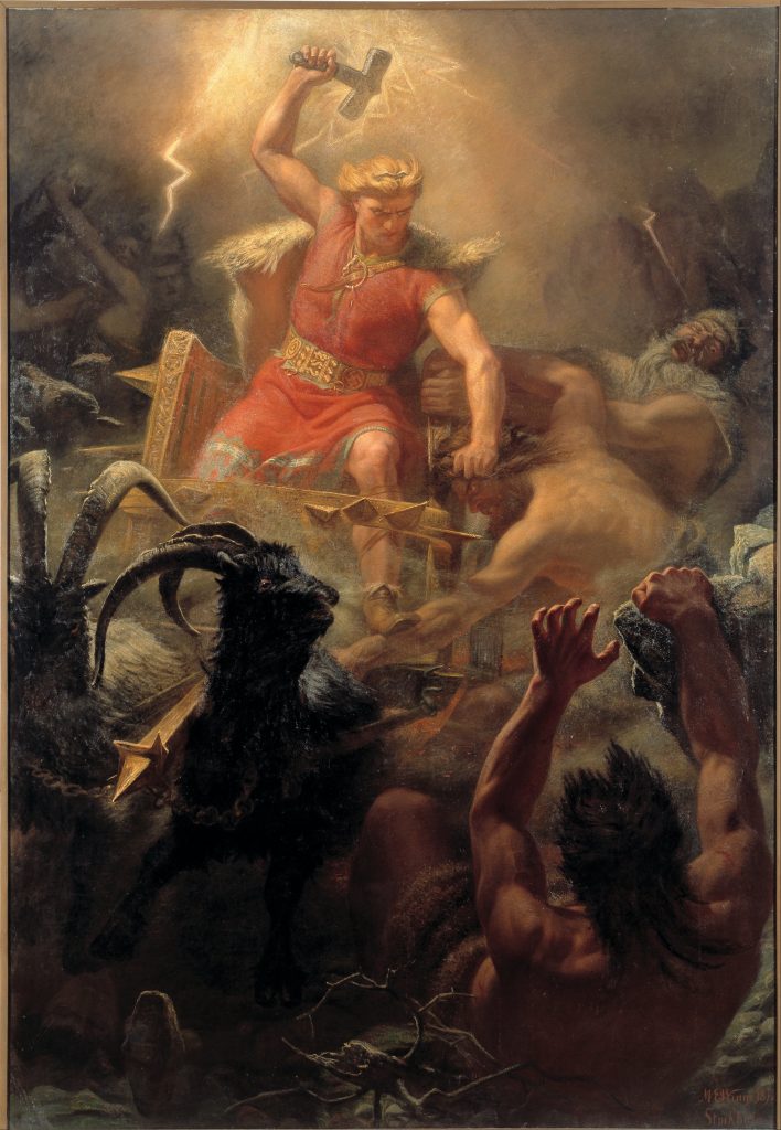 Gemälde von Mårten Eskil Winge - Thors Kampf mit den Riesen