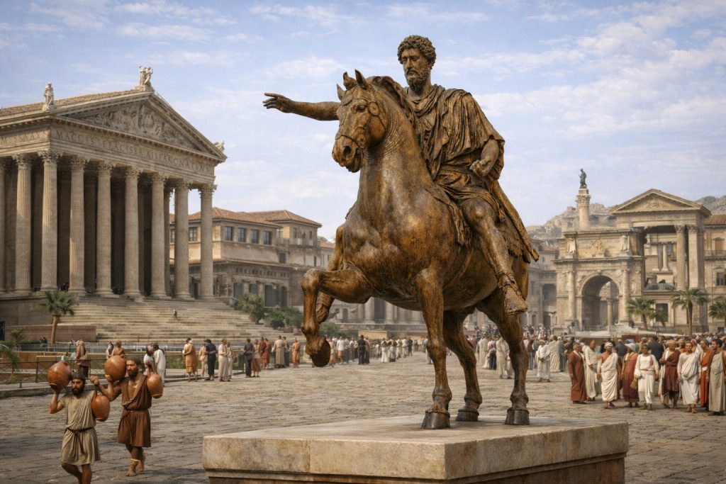 Reiterstatue des Marcus Aurelius, heute in den Kapitolinischen Museen in Rom