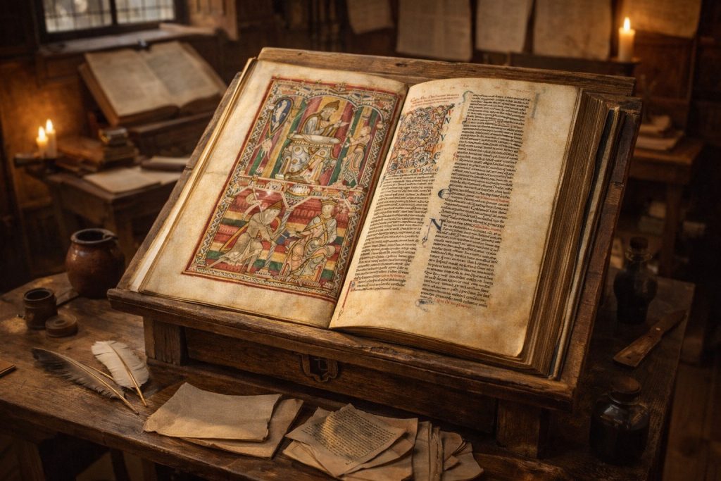 Abschrift von Plinius' "Naturalis Historia" in einem mittelalterlichen Skriptorium