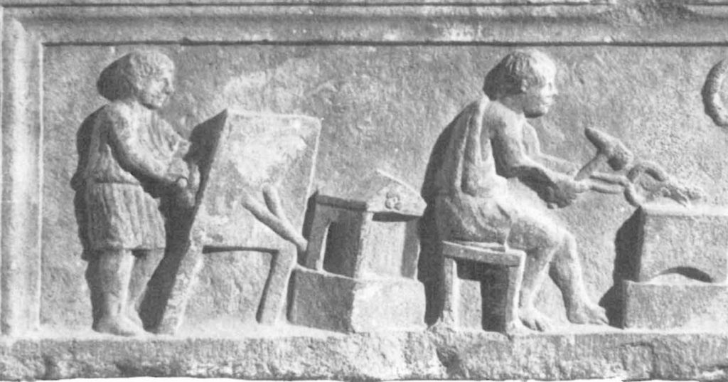Relief einer römischen Schmiede