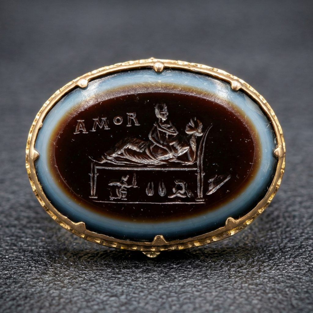 Römische Gemme aus Sardonyx, mit erotischem Motiv